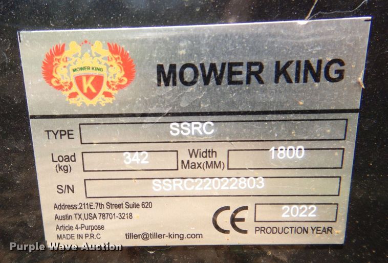 image for item DR1880 2022 Mower King  skid steer rotary mower