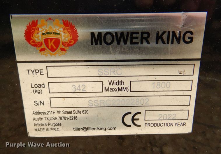 image for item DR1886 2022 Mower King  skid steer rotary mower