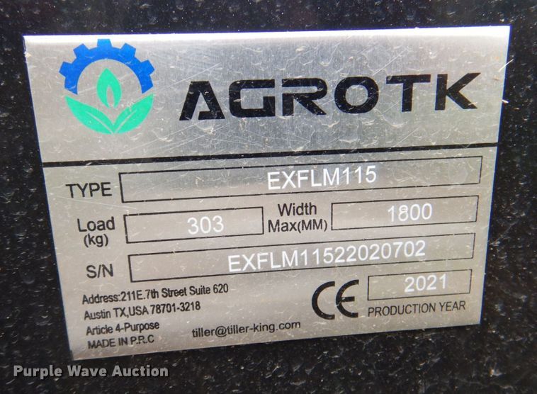 image for item DR1901 2021 Agrotk EXFLM115  excavator flail mower