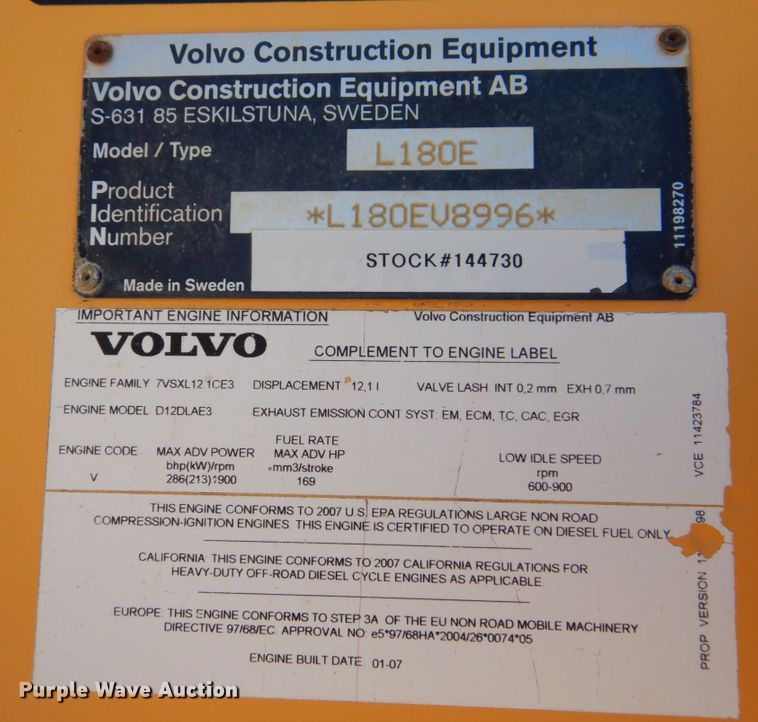 image for item DS8071 Volvo L180E  wheel loader