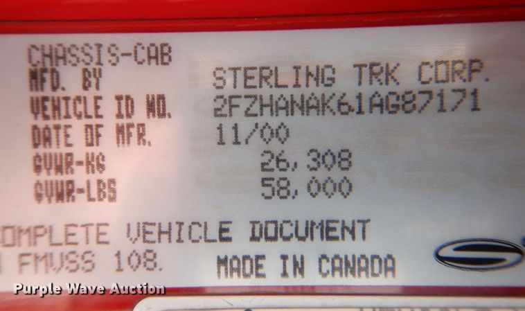 image for item DS8082 2001 Sterling Acterra M8500  dump truck