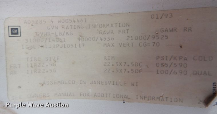 image for item DS8091 1993 Chevrolet Kodiak  flatbed truck