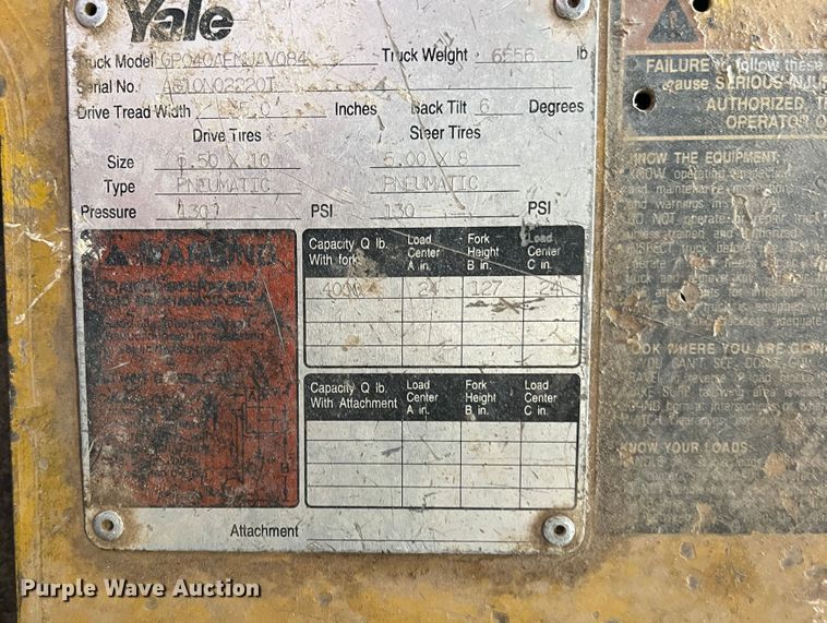 image for item DS8367 Yale GP040AFNUAV084 forklift