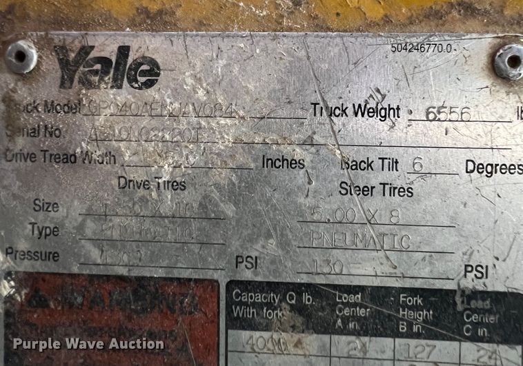 image for item DS8367 Yale GP040AFNUAV084 forklift