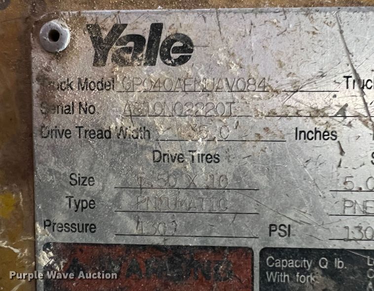 image for item DS8367 Yale GP040AFNUAV084 forklift