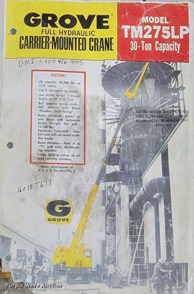 image for item JG9808 1970 Grove TM275LP  crane