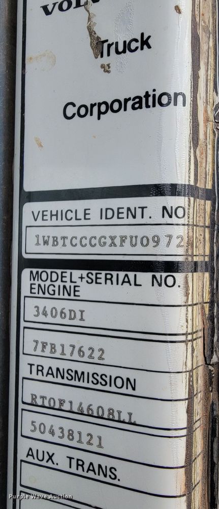 image for item KA9318 1985 Volvo White Autocar AT Westport  truck cab and chassis