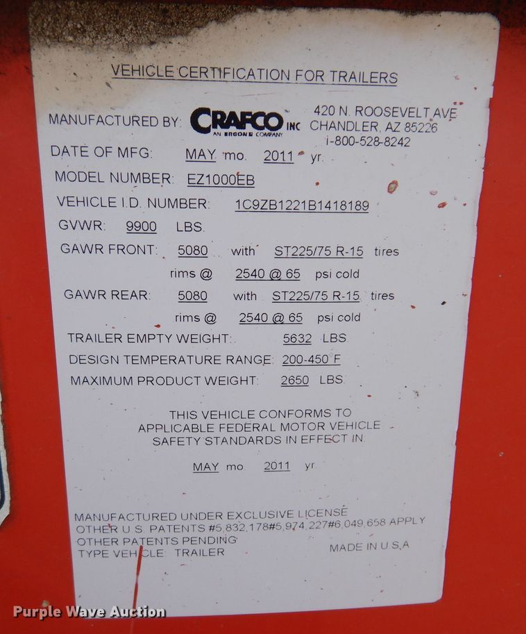 image for item KN9819 2011 Crafco E-Z 1000  melter applicator