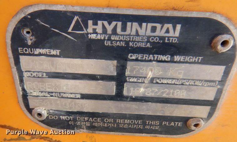 image for item KR9201 2005 Hyundai Robex 160LC-7  excavator