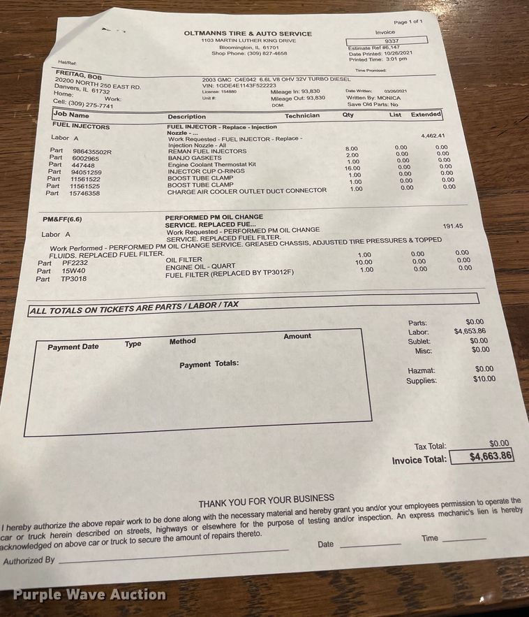 image for item KR9208 2003 GMC C4500  dump flatbed truck