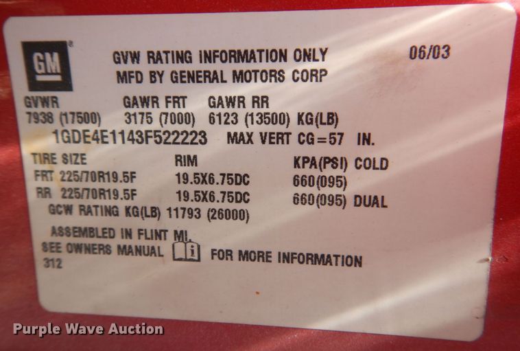 image for item KR9208 2003 GMC C4500  dump flatbed truck