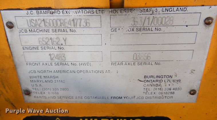 image for item KR9210 1994 JCB 215  backhoe