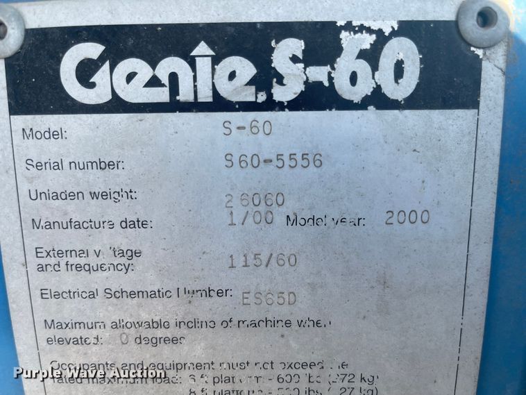 image for item LF9071 2000 Genie S-60  boom lift