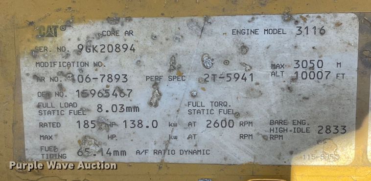 image for item LF9099 1996 Caterpillar 322BL  excavator