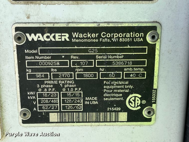 image for item LF9107 Wacker MGT1  generator