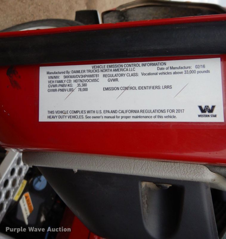 image for item MF9666 2017 Western Star 4700SF  dump truck