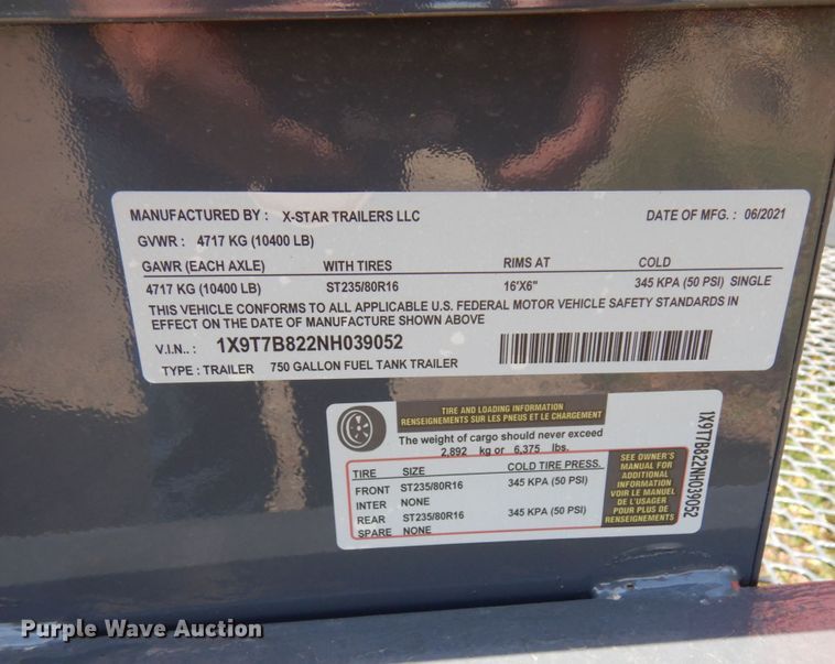 image for item MF9667 2021 X-Star  fuel trailer