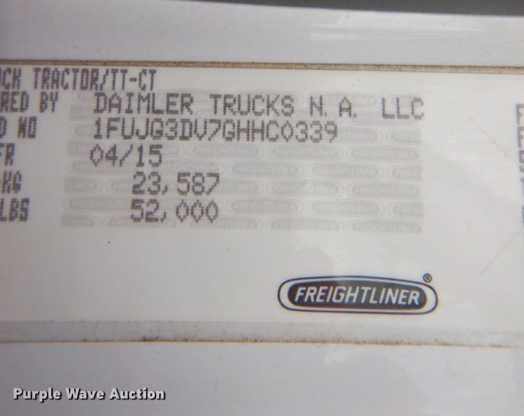 image for item MF9684 2016 Freightliner 114SD  semi truck