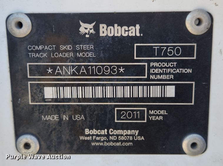 image for item MK9022 2011 Bobcat T750  tracked skid steer loader