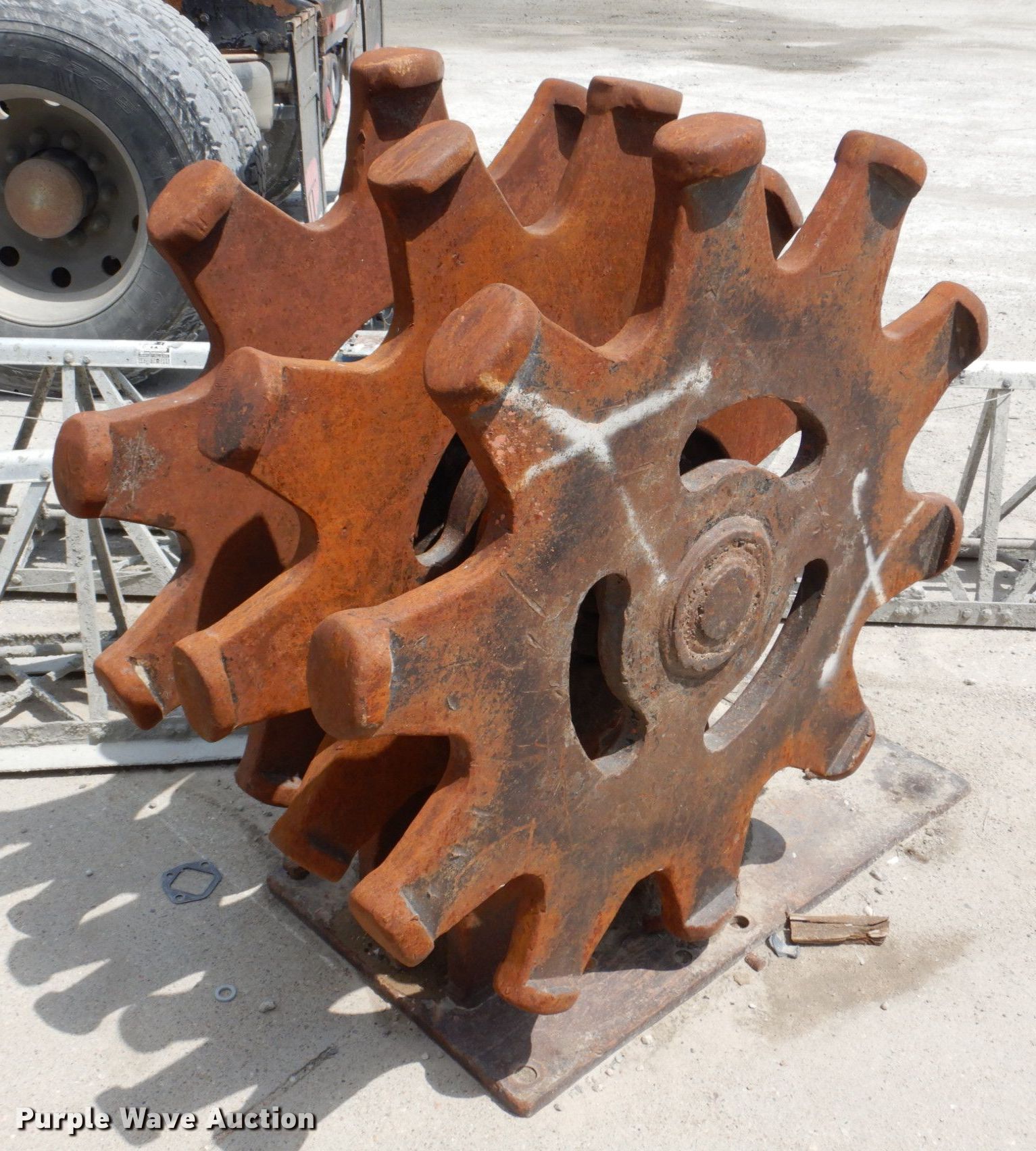 Backhoe compaction wheel in Lincoln, NE Item KD9855 sold Purple Wave