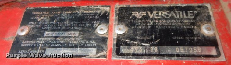 image for item DM2254 1983 Versatile 875  4WD tractor