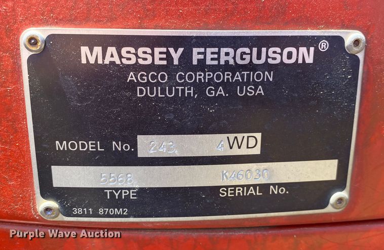 image for item DM4224 Massey Ferguson 243  MFWD tractor