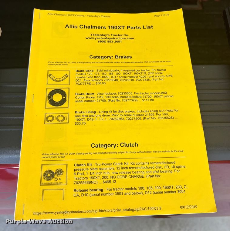 image for item HL9235 1965 Allis Chalmers One-Ninety XT  tractor