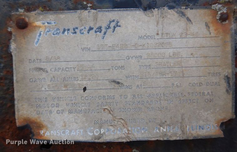image for item DP5607 1989 Transcraft DTLM 22-48  drop deck trailer