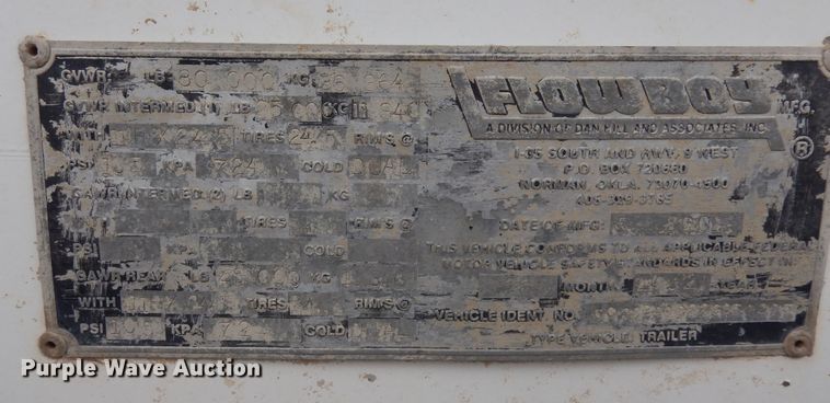 image for item DR1236 2002 Flowboy BD24  bottom dump trailer