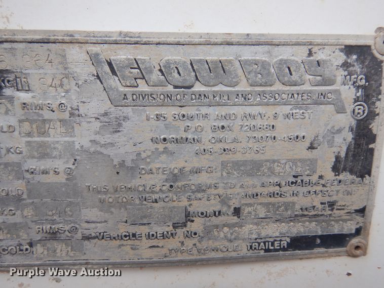 image for item DR1236 2002 Flowboy BD24  bottom dump trailer