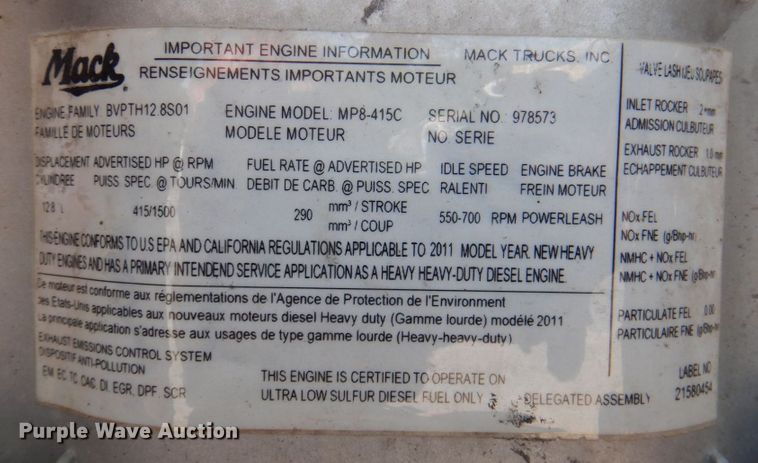 image for item DR1930 2012 Mack CHU613  semi truck