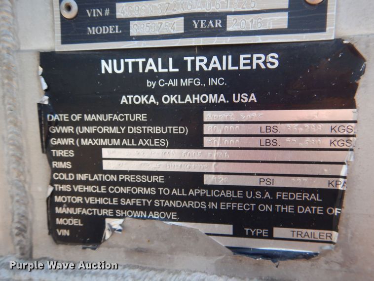 image for item KJ9865 2016 Nuttall S853754  end dump trailer