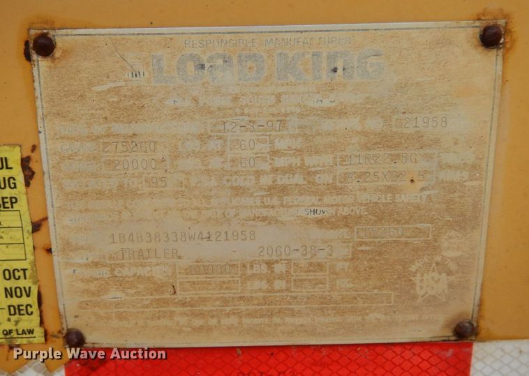 image for item MF9675 1998 Load King 2060  bottom dump trailer