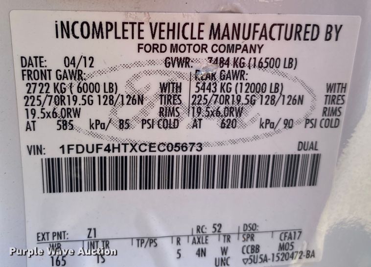 image for item DK6246 2012 Ford F450 Super Duty  flatbed truck