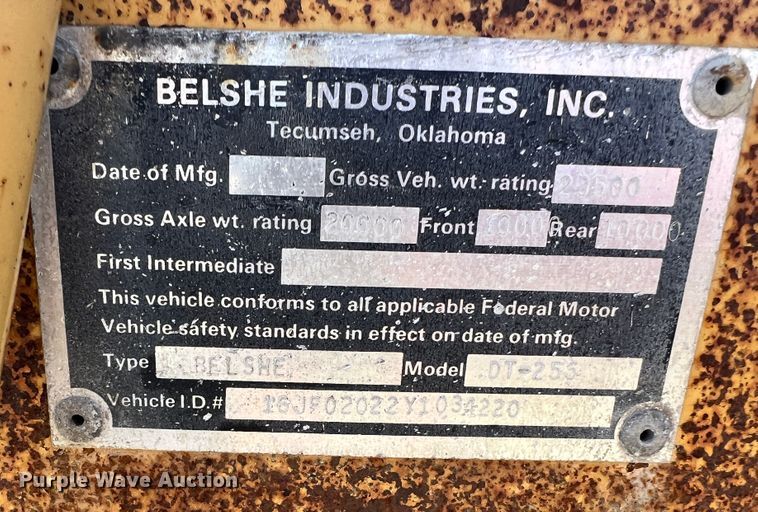 image for item DK7024 2000 Belshe DT-255  equipment trailer