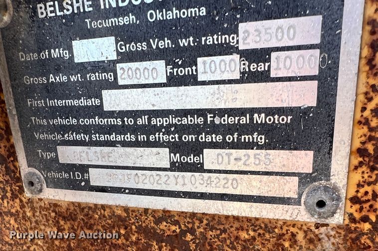 image for item DK7024 2000 Belshe DT-255  equipment trailer