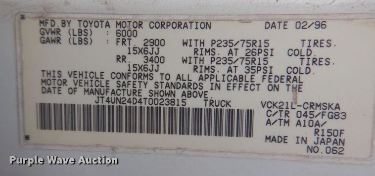 image for item DM2335 1996 Toyota T100  Ext. Cab pickup truck