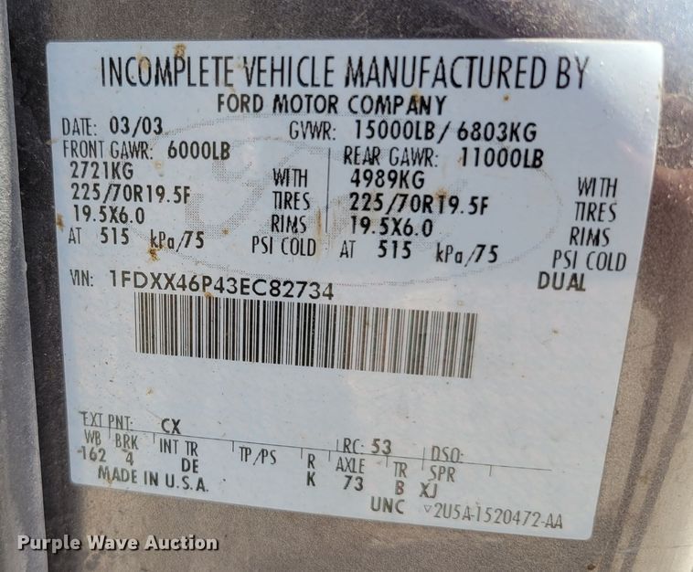 image for item DM2375 2003 Ford F450 Super Duty XLT  flatbed truck