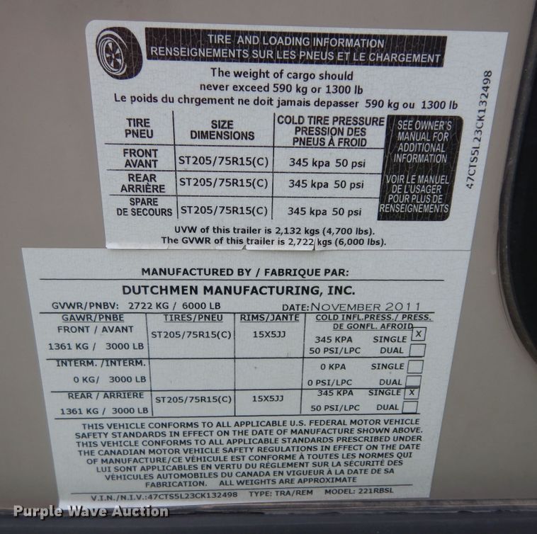 image for item DN1648 2012 Dutchman Kodiak  camper