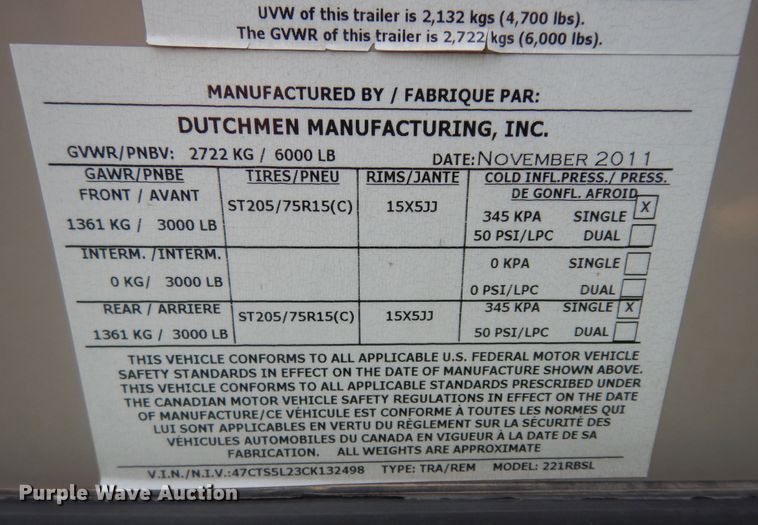 image for item DN1648 2012 Dutchman Kodiak  camper