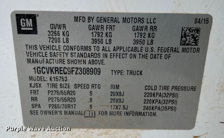 image for item DN5011 2015 Chevrolet Silverado 1500  Double Cab pickup truck