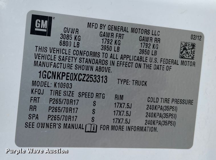 image for item DN5014 2012 Chevrolet Silverado 1500  pickup truck