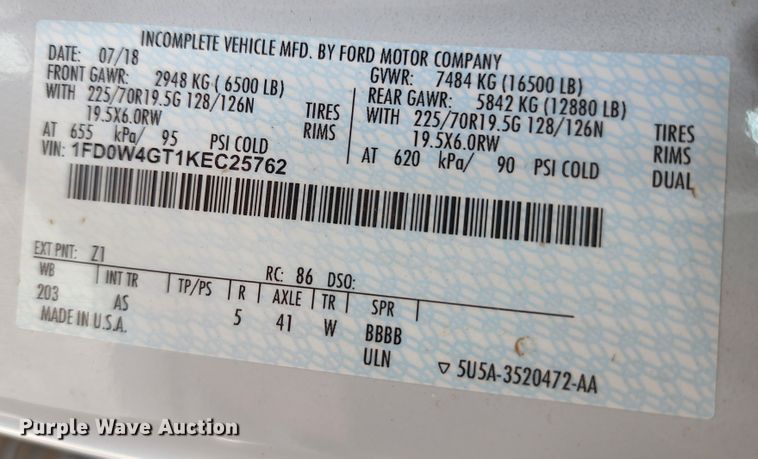 image for item JA9871 2019 Ford F450 Super Duty XL  utility / service truck