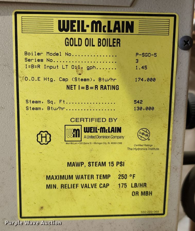 image for item JA9968 Weil-Mclain Gold P-SG0-5  boiler