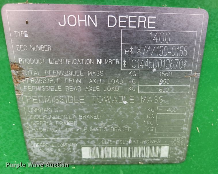image for item JL9959 John Deere 1445  lawn mower