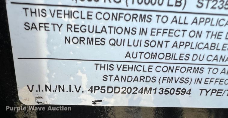 image for item JM9243 2021 PJ DD202  dump trailer