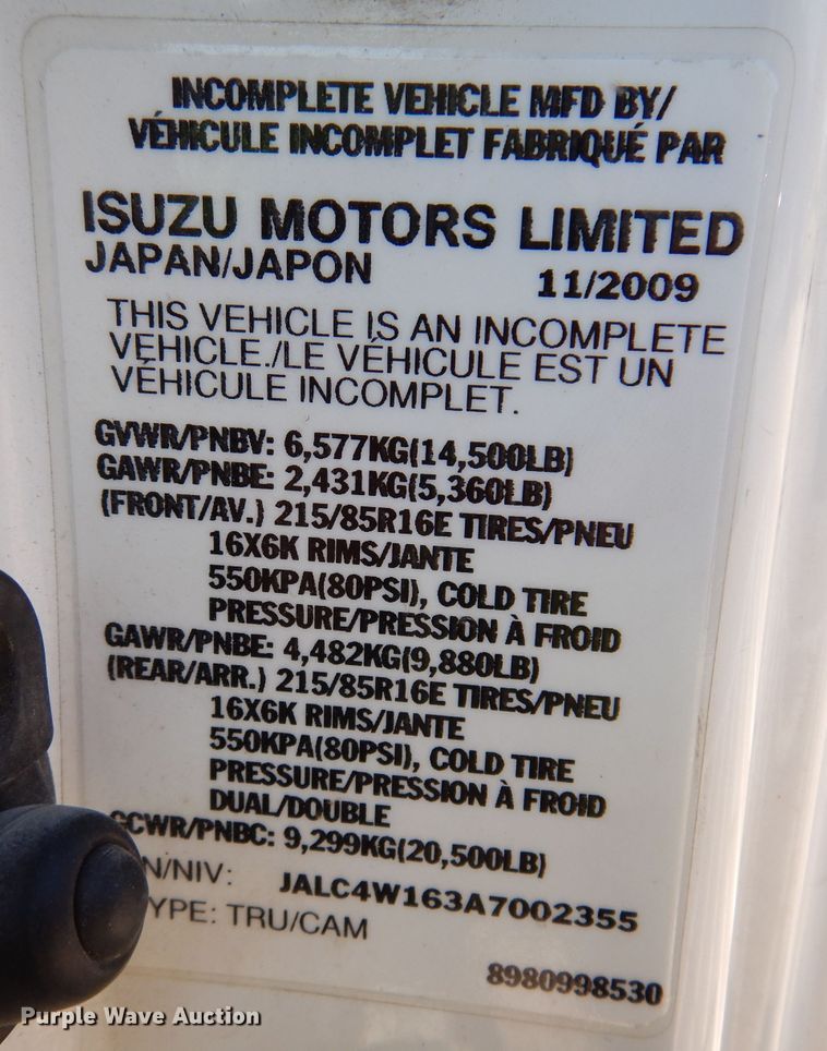 image for item JO9021 2010 Isuzu NPR  box truck