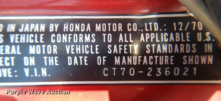 image for item JO9026 1971 Honda Trail CT70  motorcycle