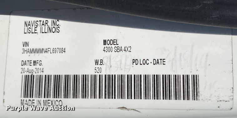 image for item JU9280 2015 International 4300  refrigerated truck