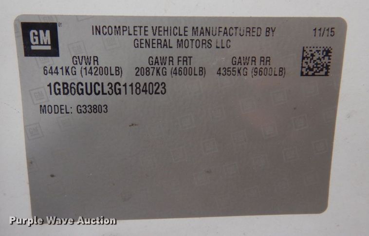 image for item KR9152 2016 Chevrolet Express G4500  van cab and chassis